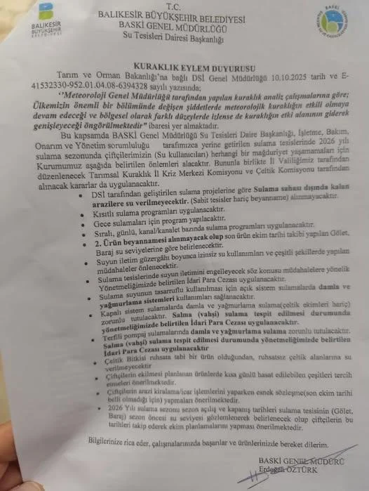 BASKİ’den kuraklık uyarısı: Sulamaya kısıt ve ceza dönemi