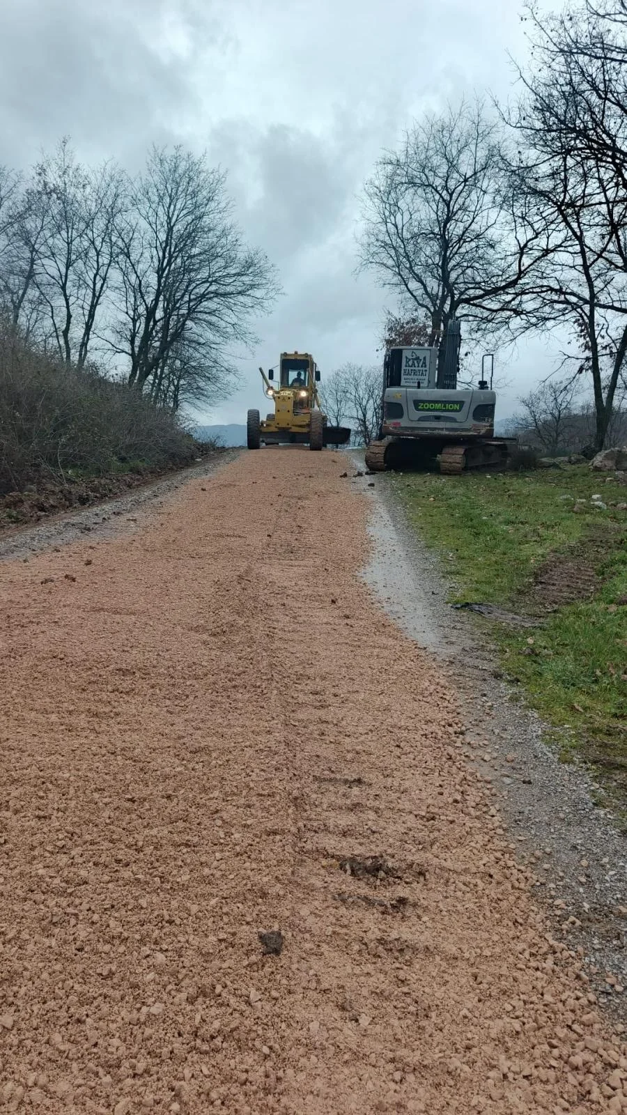 Muhtar iş makinesiyle sahaya indi